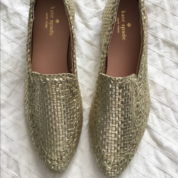 kate spade gold loafers